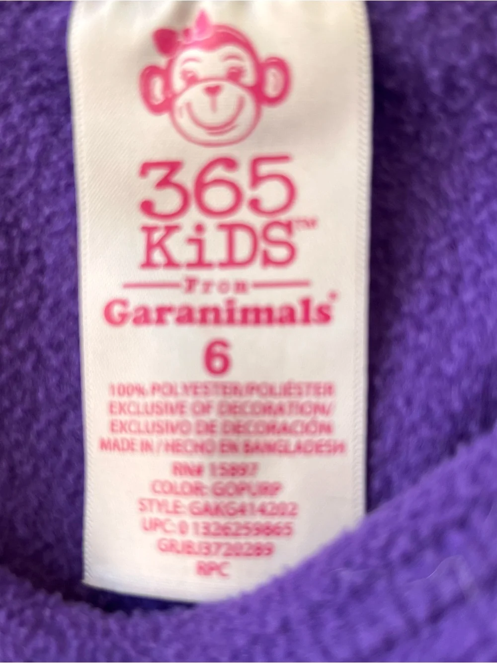 Kids Purple 'Sweet' Cupcake Fleece Top